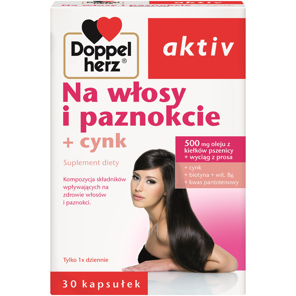 Doppelherz Aktiv Na Włosy i Paznokcie+cynk suplement diety, 30 kaps./1 opak._1