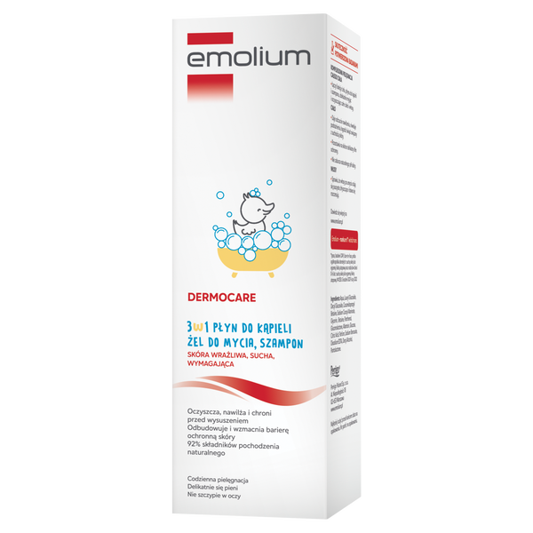 Emolium Dermocare płyn do kąpieli, żel do mycia ciała i szampon do włosów 3w1, 400 ml_2