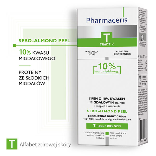 Pharmaceris T Sebo-Almond Peel 10% krem z 10% kwasem migdałowym na noc II stopień złuszczania, 50 ml_3