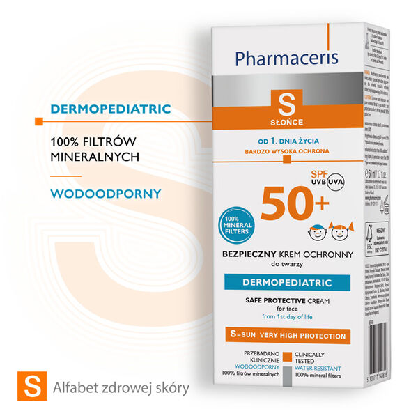 Pharmaceris S bezpieczny krem ochronny do twarzy dla dzieci z SPF50+, 50 ml_2