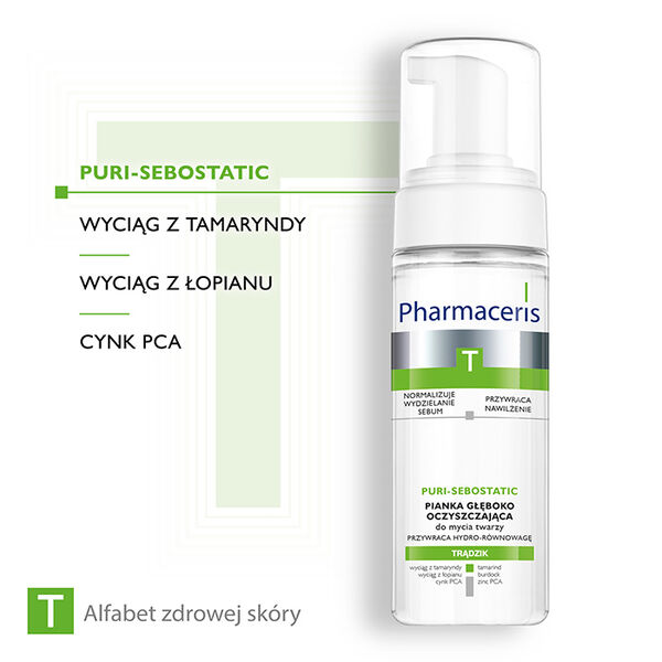 Pharmaceris T Puri-Sebostatic pianka głęboko oczyszczająca do mycia twarzy przywracająca hydro–równowagę, 150 ml_3