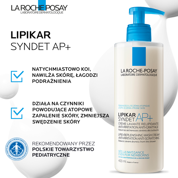 La Roche-Posay Lipikar Syndet AP+ krem myjący do ciała uzupełniający poziom lipidów - od urodzenia, 400 ml_3