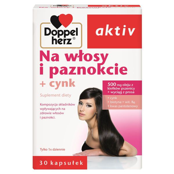Doppelherz Aktiv Na Włosy i Paznokcie+cynk suplement diety, 30 kaps./1 opak._2