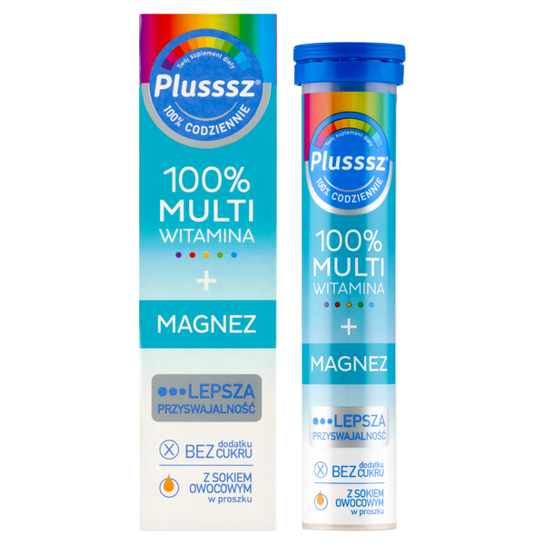 Plusssz 100% Multiwitamina+Magnez tabletki musujące, 20 tabl./1 opak._1