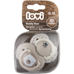 Lovi Buddy Bear silikonowy smoczek dynamiczny 6-18 msc, 2 szt./1 opak._1