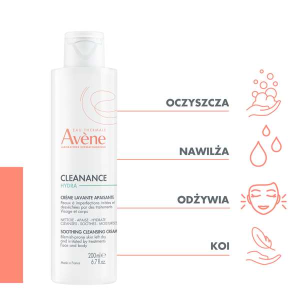 Avène Cleanance Hydra oczyszczający krem łagodzący do mycia twarzy, 200 ml_5