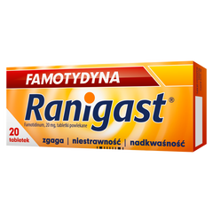 Famotydyna Ranigast tabletki powlekane na zgagę, 20 tabl./1 opak._1