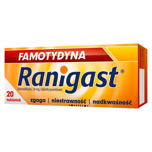 Famotydyna Ranigast tabletki powlekane na zgagę, 20 tabl./1 opak._1