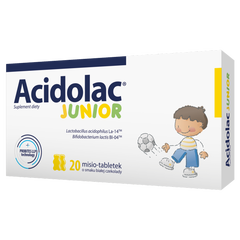 Acidolac Junior suplement diety o smaku białej czekolady, 20 tabl./1 opak._1
