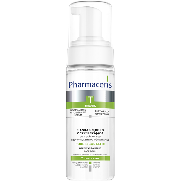 Pharmaceris T Puri-Sebostatic pianka głęboko oczyszczająca do mycia twarzy przywracająca hydro–równowagę, 150 ml_1
