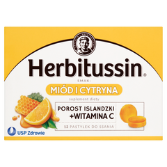 Herbitussin Miód i cytryna suplement diety, 12 pastylek/1 opak._1