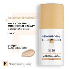 Pharmaceris F Coverage-Correction delikatny fluid intensywnie kryjący SPF20 01 ivory, 30 ml_2
