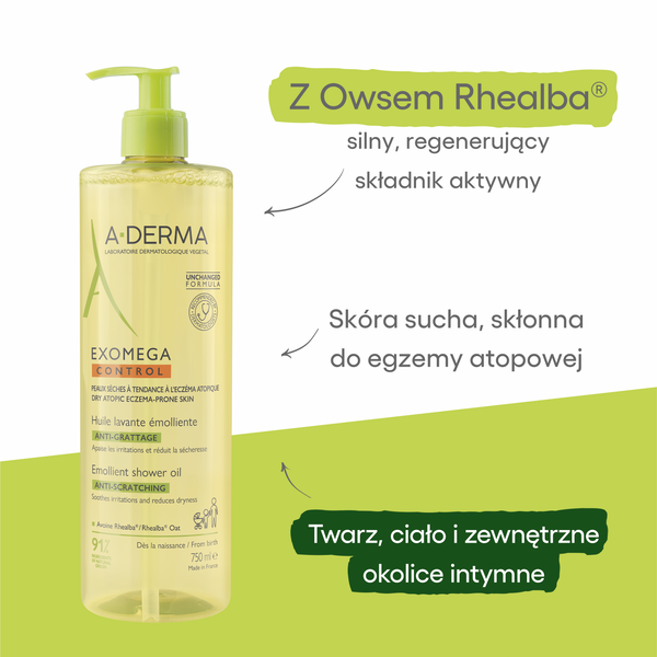 A-Derma Exomega Control olejek emolient pod prysznic, 750 ml_4