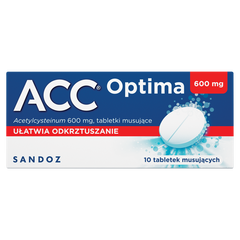 Acc Optima tabletki musujące, 600 ml acetylocysteiny, 10 tabl./1 opak._1