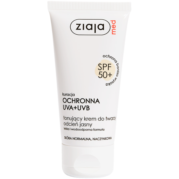 Ziaja med UVA-UVB tonizujący krem do twarzy odcień jasny z SPF50+, 50 ml_1