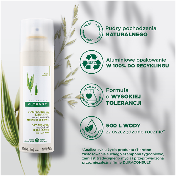Klorane ultrałagodzący suchy szampon do włosów, 150 ml_2