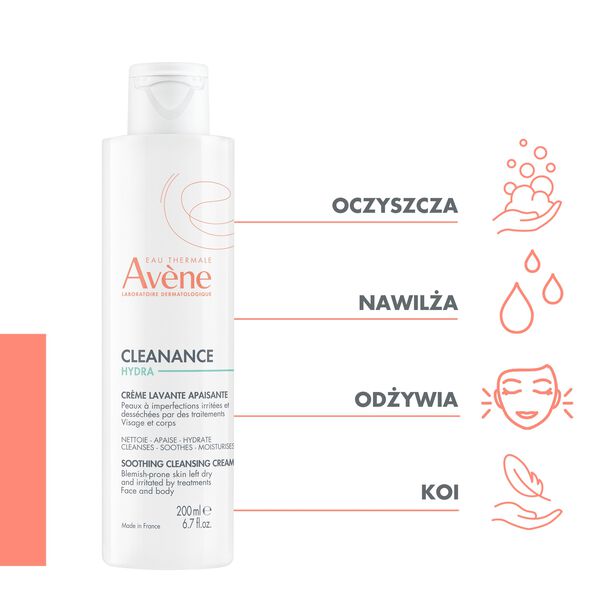 Avène Cleanance Hydra oczyszczający krem łagodzący do mycia twarzy, 200 ml_3