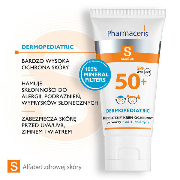 Pharmaceris S bezpieczny krem ochronny do twarzy dla dzieci z SPF50+, 50 ml_4