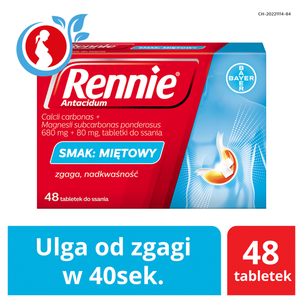 Rennie Antacidum tabletki do ssania smak miętowy, 48 tabl./1 opak._3