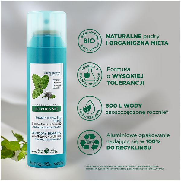 Klorane suchy szampon do włosów z miętą, 150 ml_2