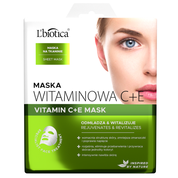 L'biotica Vitamin C+E odmładzająca maska do twarzy na tkaninie, 23 ml_1