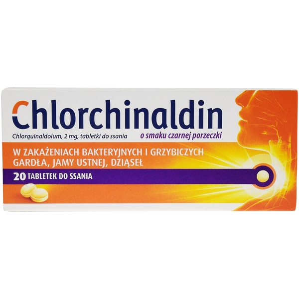 Chlorchinaldin tabletki o smaku czarnej porzeczki, 40 tabl./1 opak._1