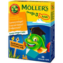 Möller's Omega-3 Rybki suplement diety w żelkach o smaku pomarańczowo-cytrynowym dla dzieci, 36 szt./1 opak._1