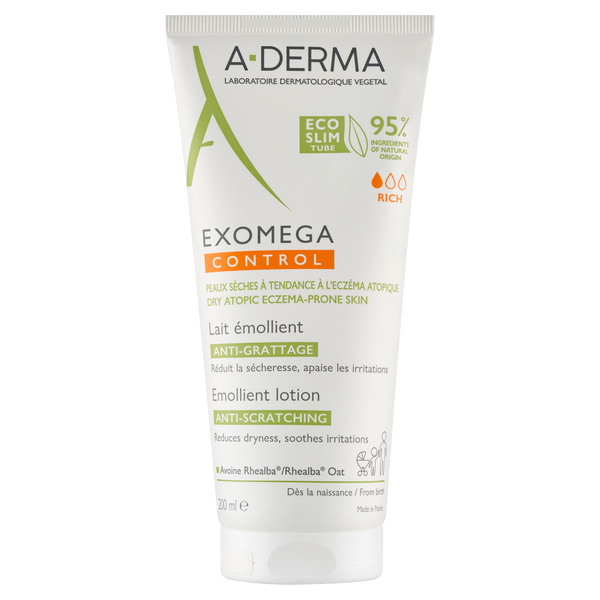 A-Derma Exomega Control mleczko emolientowe do ciała dla skóry suchej i skłonnej do atopii, 200 ml_1