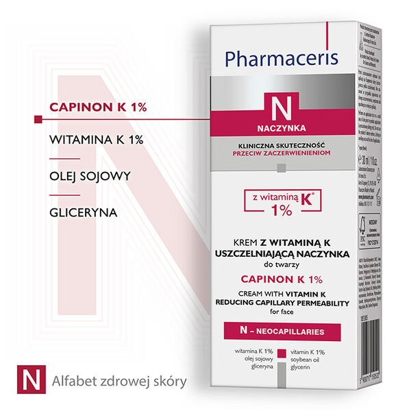 Pharmaceris N Capinon K 1% krem z witaminą K uszczelniającą naczynka, 30 ml_3