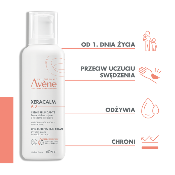 Avène Xeracalm A.D krem uzupełniający lipidy, 400 ml_2