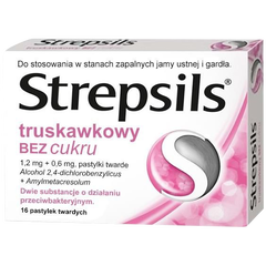 STREPSILS Truskawkowy bez cukru pastylki do ssania, 16 pastyl./1 opak._2
