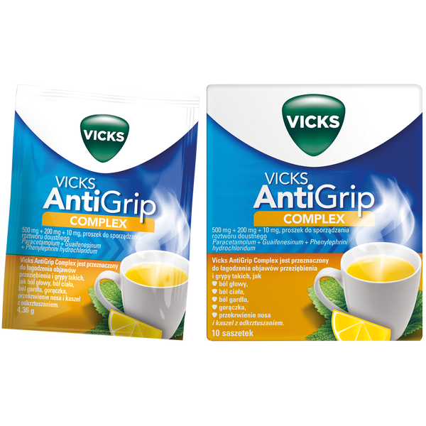 Vicks AntiGrip Complex proszek do sporządzania roztworu doustnego, 10 sasz./1 opak._1