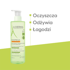 A-Derma Exomega Control żel emolient do mycia 2w1, 500 ml_2