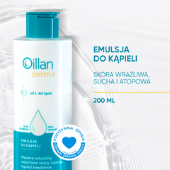 Oillan Derm+ natłuszczająca emulsja do kąpieli, 200 ml_2