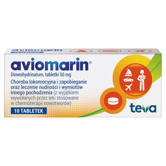 Aviomarin lek stosowany w chorobie lokomocyjnej, 10 tabl./1 opak._1