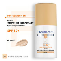 Pharmaceris F Sun-Correction fluid ochronno-korygujący najwyższa ochrona SPF50+ 01 ivory, 30 ml_2