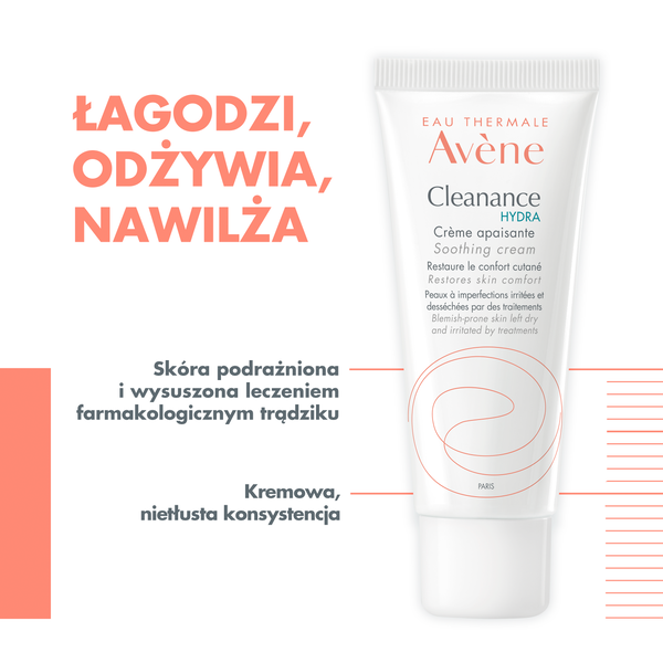 Avène Cleanance Hydra łagodzący krem do skóry podrażnionej i wysuszonej, 40 ml_2