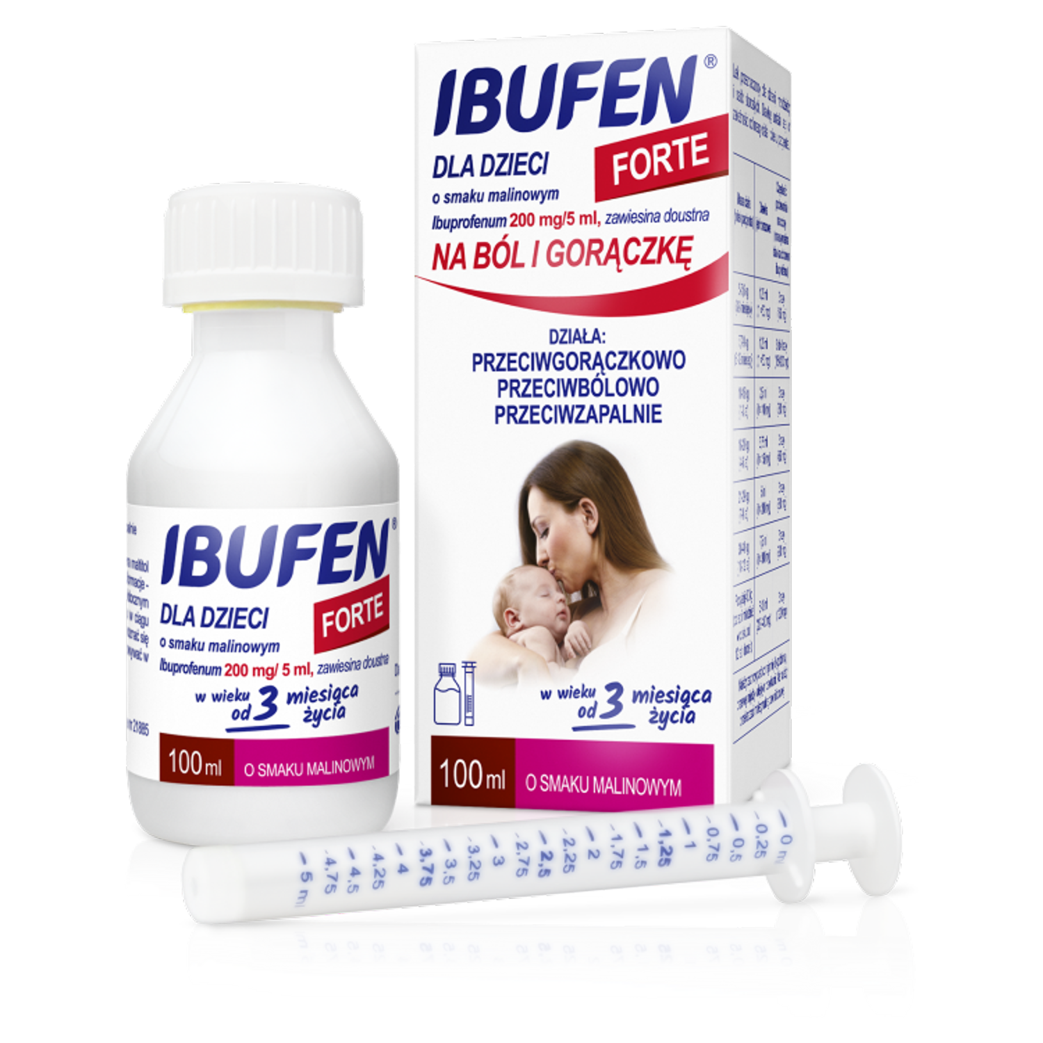 Ibufen Forte zawiesina doustna dla dzieci o smaku malinowym, 100 ml